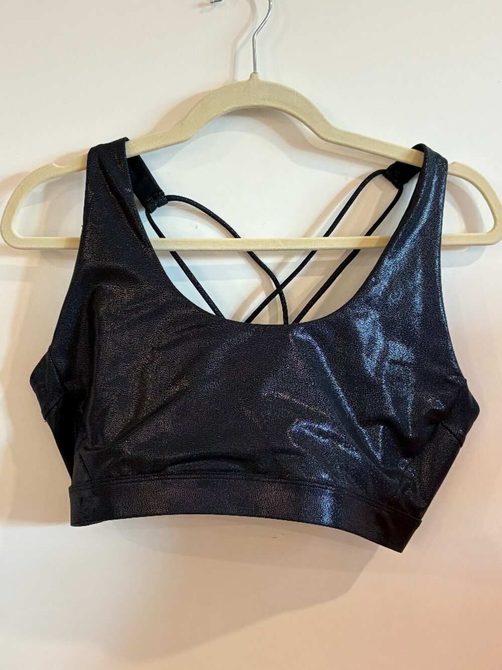 SoulCycle Soul Black Shimmer Strappy Back Sports Bra Size XXL